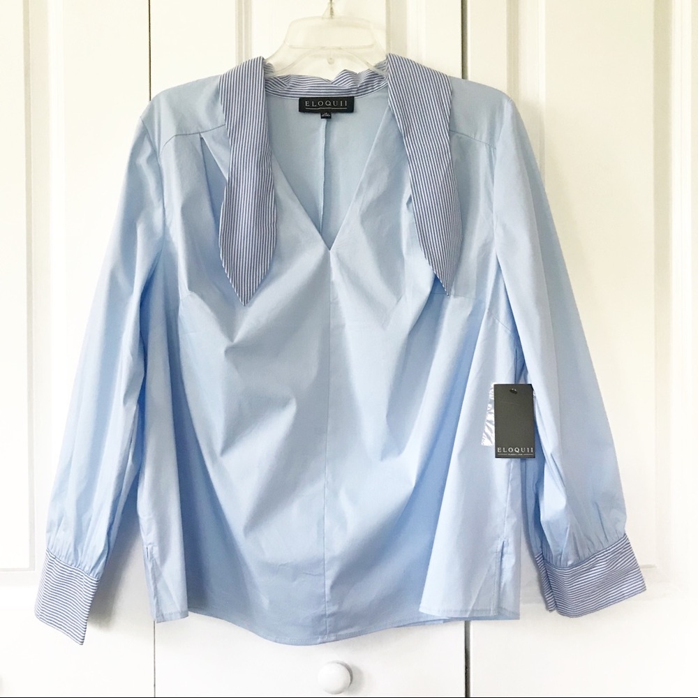 NWT Eloquii blue long sleeve blouse